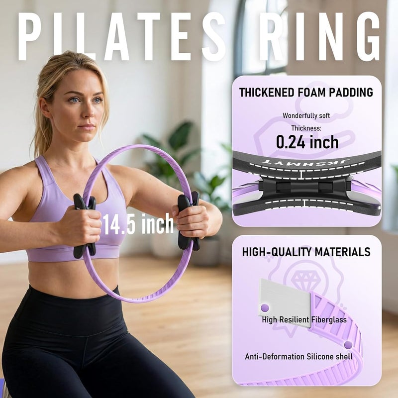 JKSHMYT Pilates Ring Kit for Women, Pilates Equipment – 14.5" Home Magic Circle Workout with Pilates Ball, Resistance Bands, Better me Pilates Essentials Starter Set for Beginners Toning Shape Full Body - Image 2